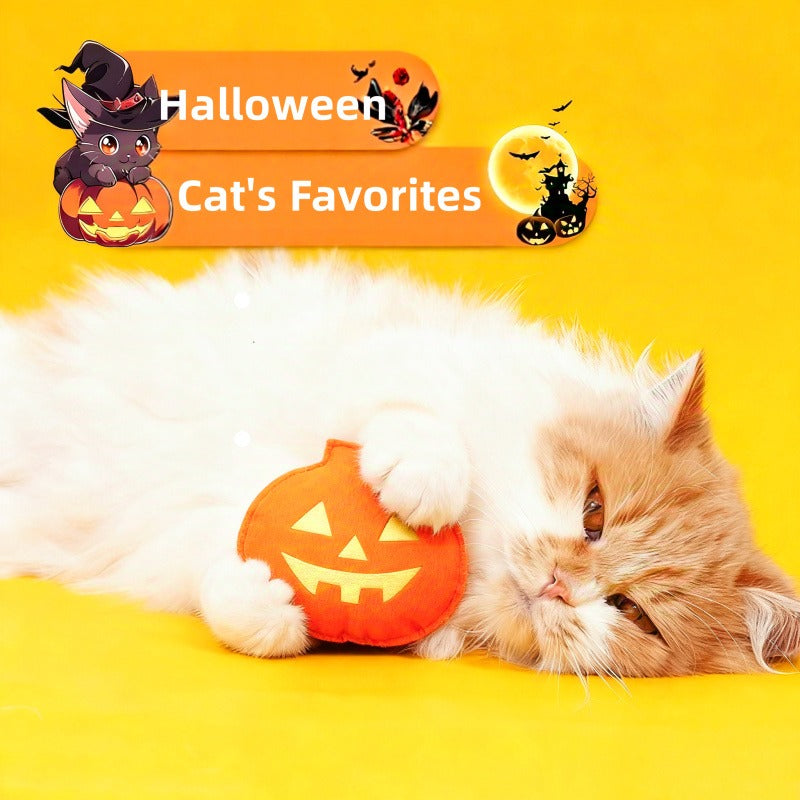 Halloween Catnip Toy Set | Pumpkin, Fishbone, Cat 