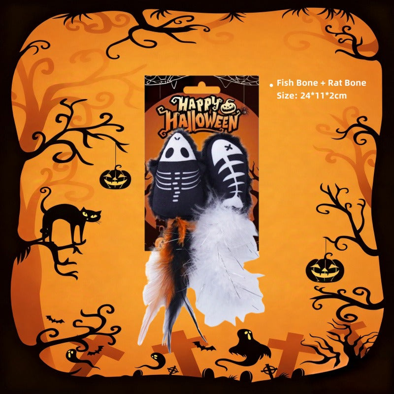 Halloween Catnip Toy Set | Pumpkin, Fishbone, Cat 