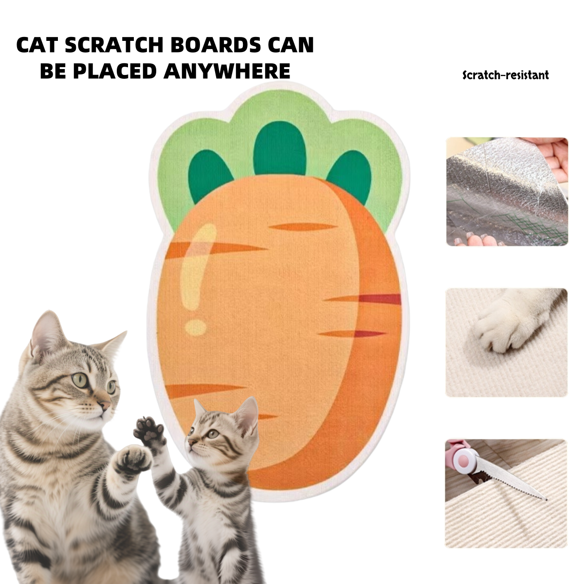 Cat Scratch Board | Durable Sisal Mat, Wall & Floor Mount Scratcher