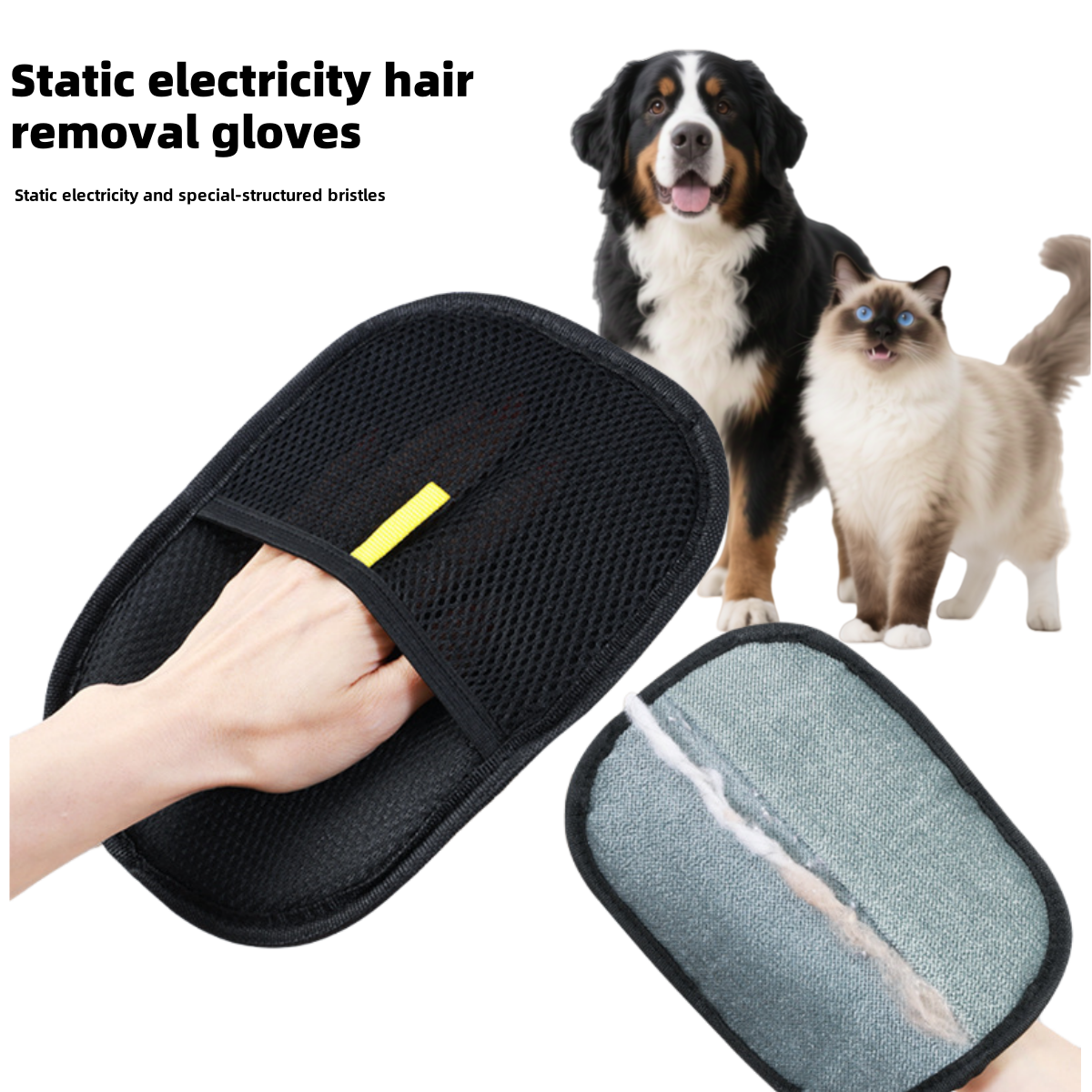 Static Pet Hair Removal Glove | Gentle Cat & Dog Grooming Tool