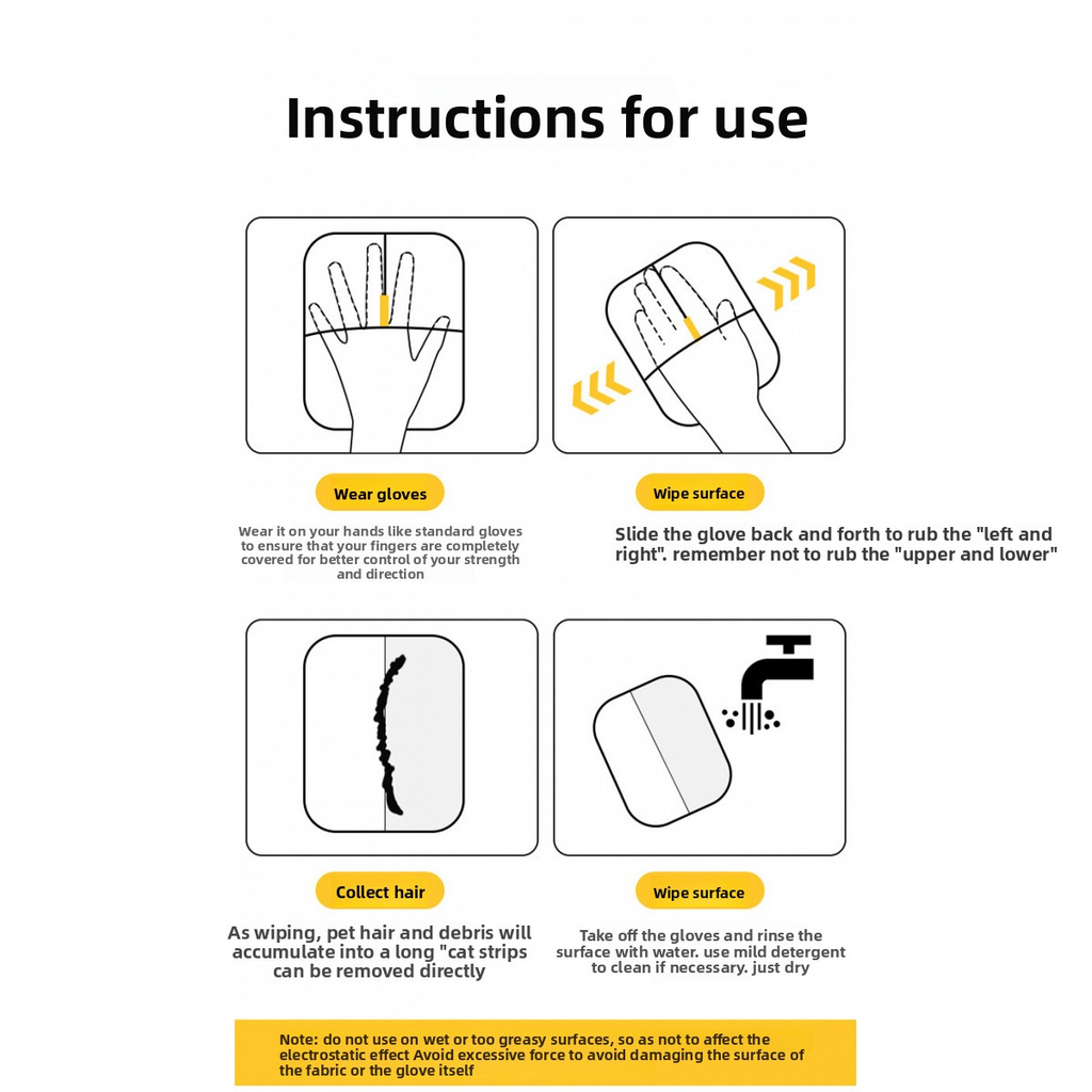 Static Pet Hair Removal Glove | Gentle Cat & Dog Grooming Tool