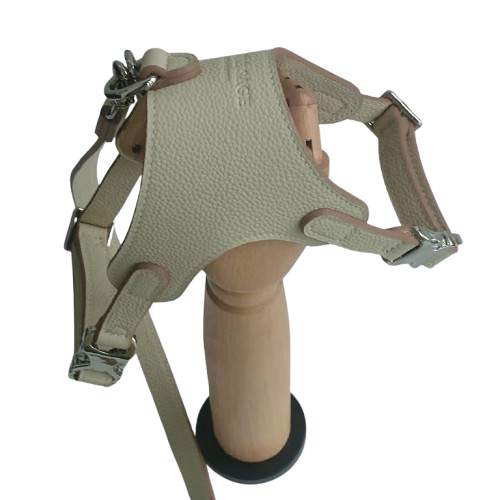 Luxury Leather Pet Harness in elegant design, showcasing premium leather and handcrafted construction for pets.